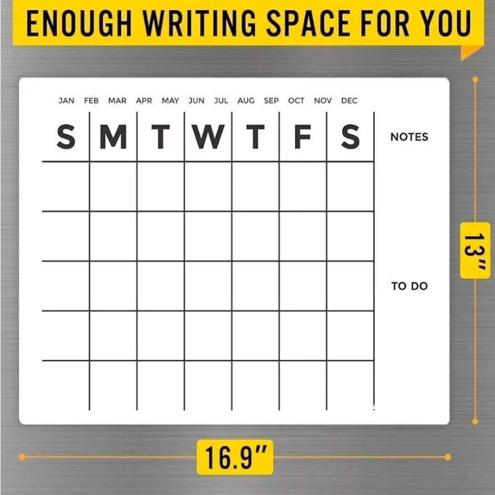 🔹️White Dry Erase Magnetic Monthly Calendar